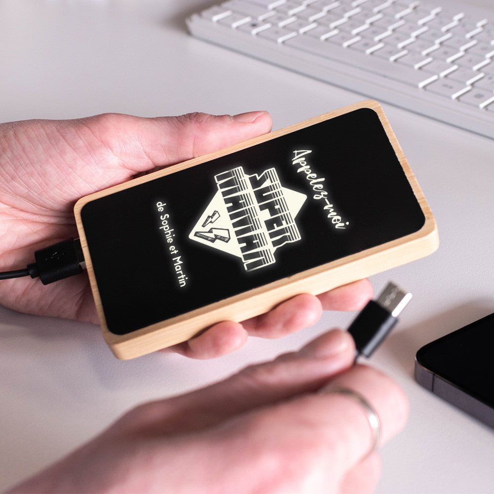 Batterie Lumineuse Super Maman à Personnaliser - Chargeur Personnalisé CadoMaestro