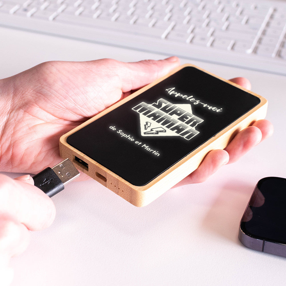 Batterie Lumineuse Super Maman à Personnaliser - Chargeur Personnalisé