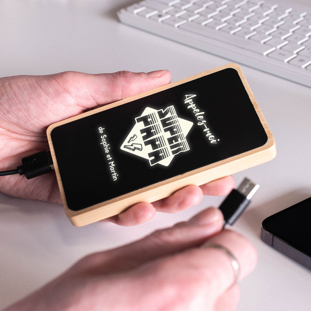 Batterie Lumineuse Super Papa à Personnaliser - Chargeur Personnalisé CadoMaestro