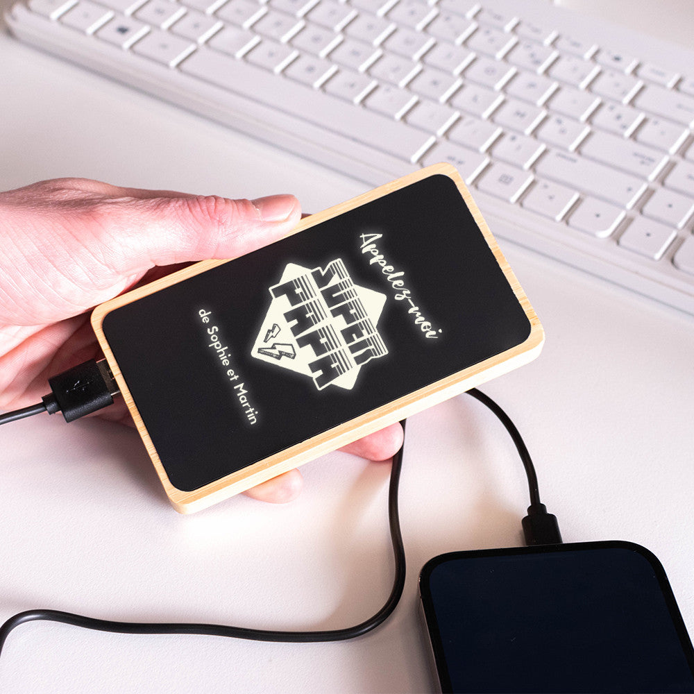 Batterie Lumineuse Super Papa à Personnaliser - Chargeur Personnalisé CadoMaestro