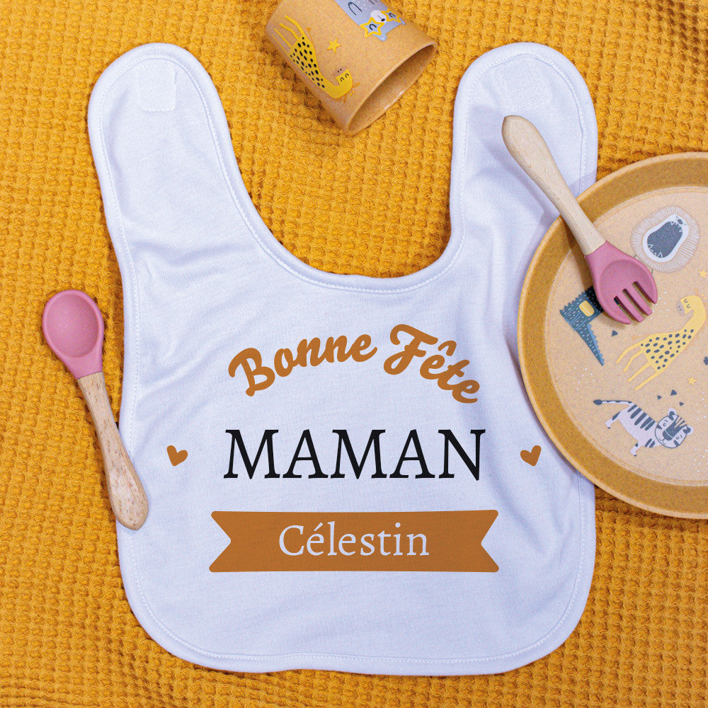 Bavoir Bonne Fête à Personnaliser - Accessoires Bébé Personnalisés