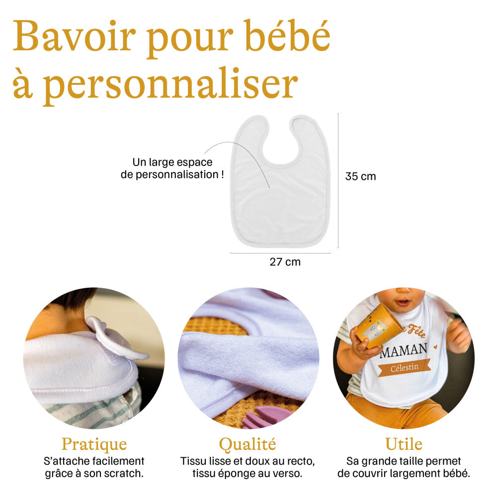 Bavoir Bonne Fête à Personnaliser - Accessoires Bébé Personnalisés