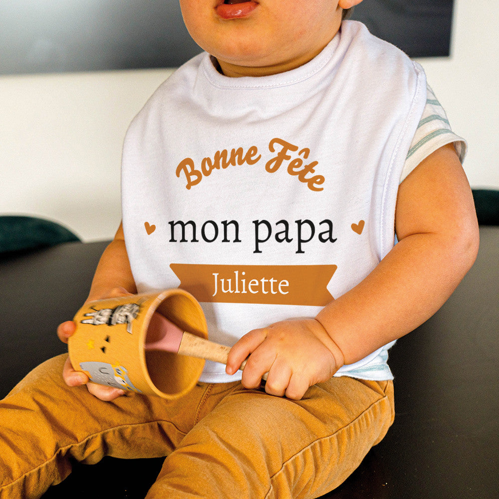 Bavoir Bonne Fête à Personnaliser - Accessoires Bébé Personnalisés
