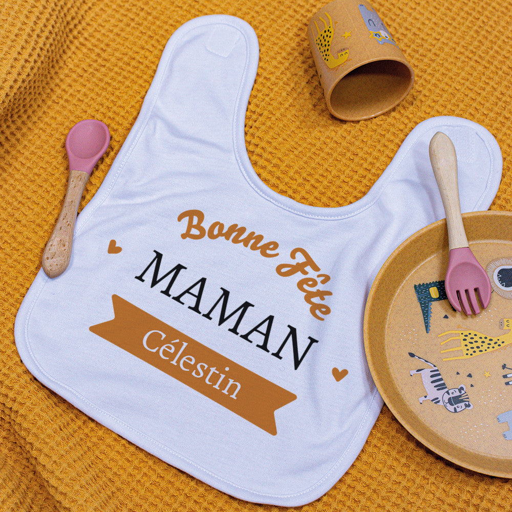 Bavoir Bonne Fête à Personnaliser - Accessoires Bébé Personnalisés