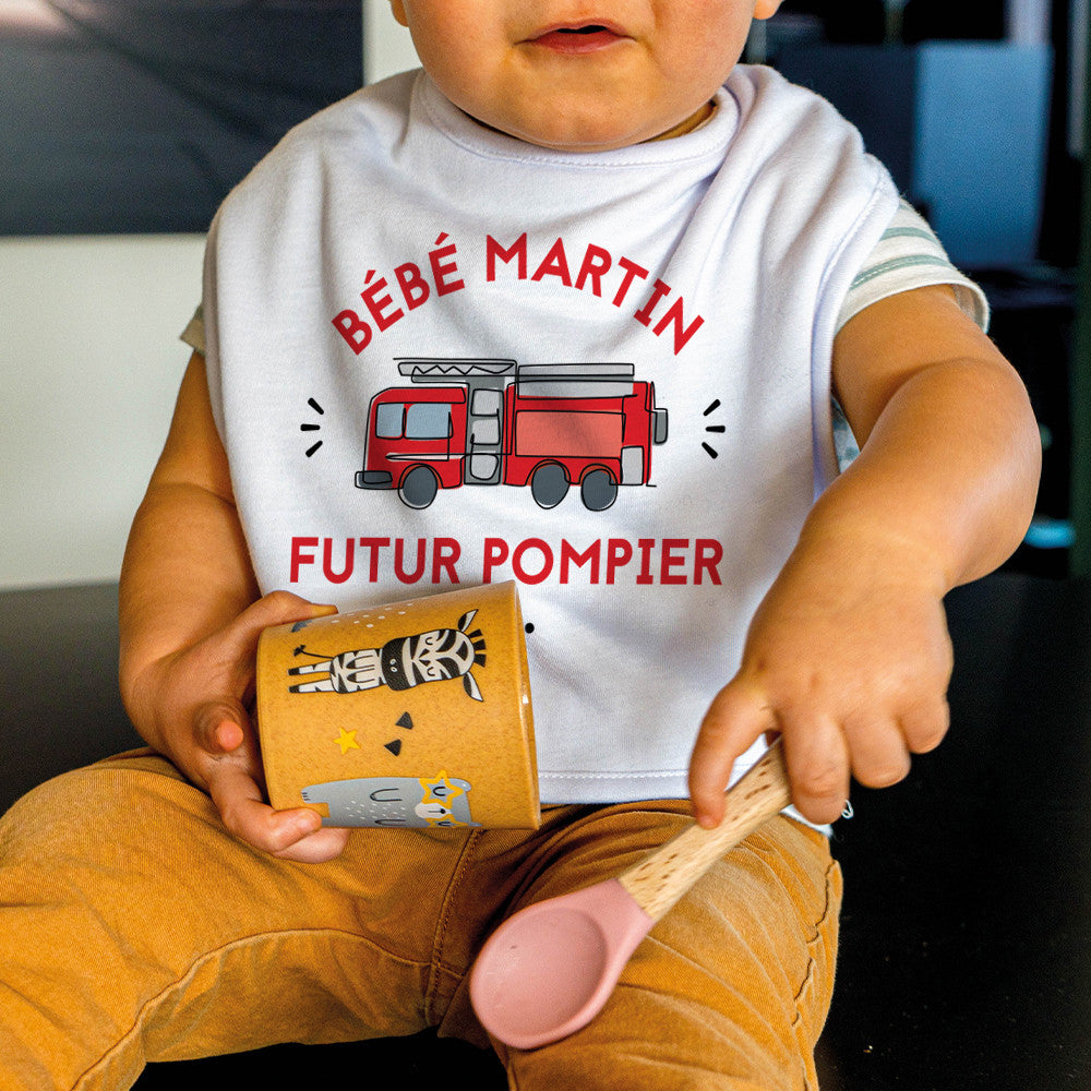 Bavoir Pompier à Personnaliser - Accessoires Bébé Personnalisés