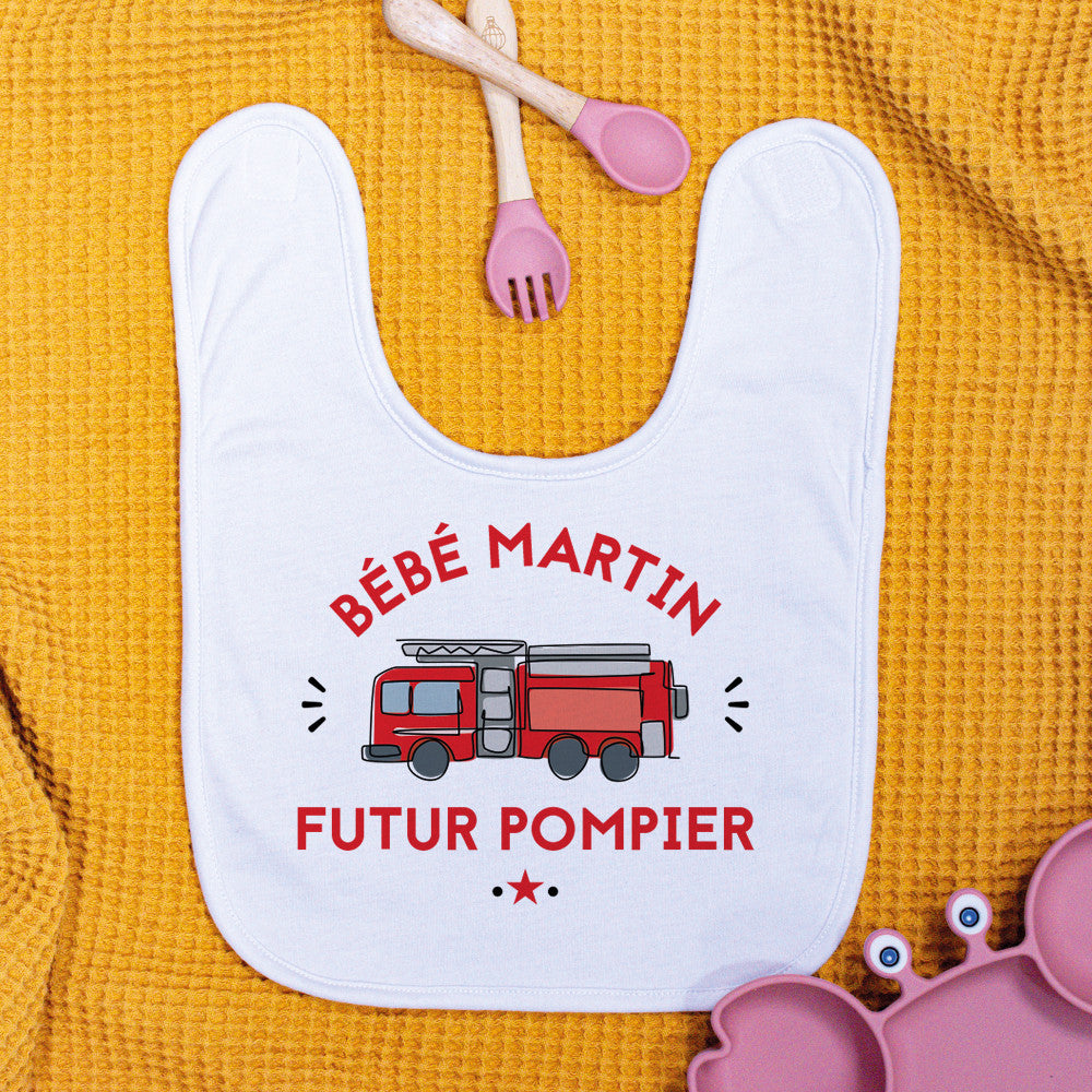 Bavoir Pompier à Personnaliser - Accessoires Bébé Personnalisés