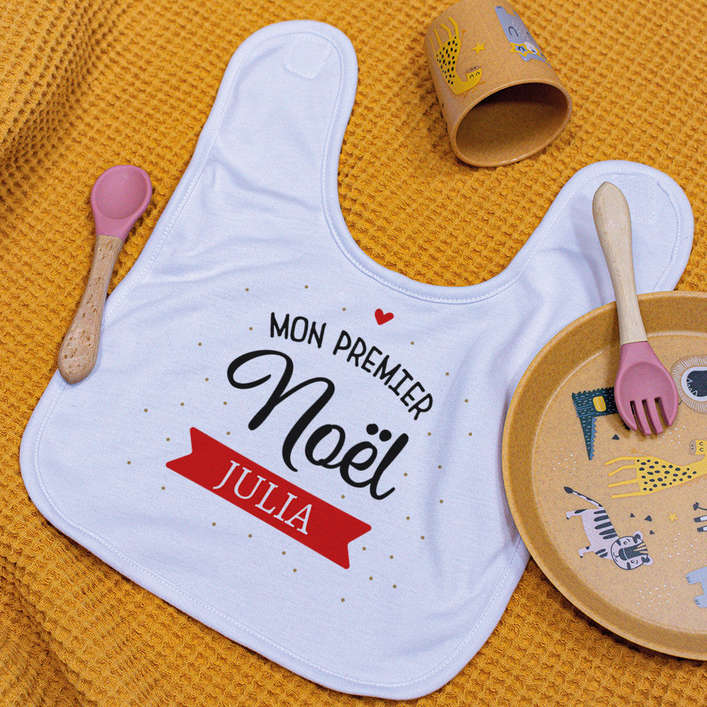 Bavoir Premier Noël à Personnaliser - Accessoires Bébé Personnalisés