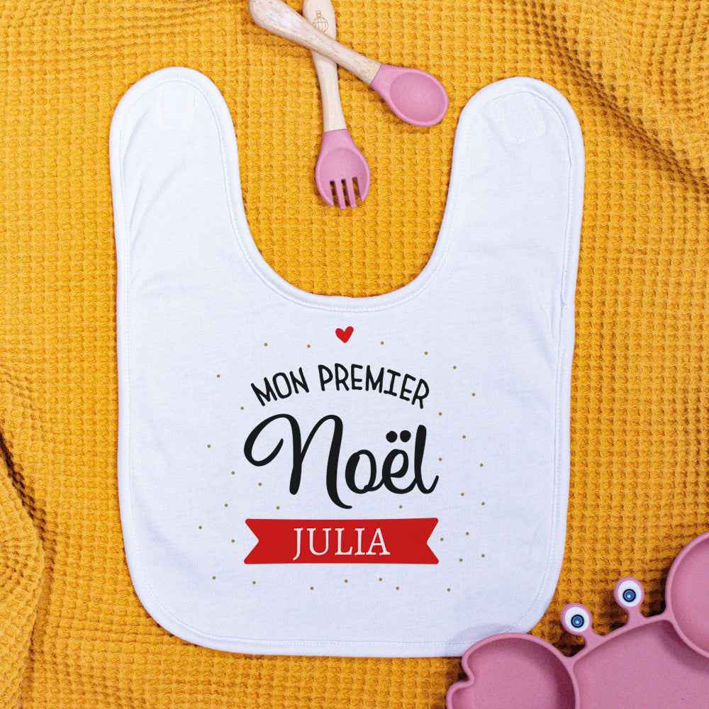 Bavoir Premier Noël à Personnaliser - Accessoires Bébé Personnalisés