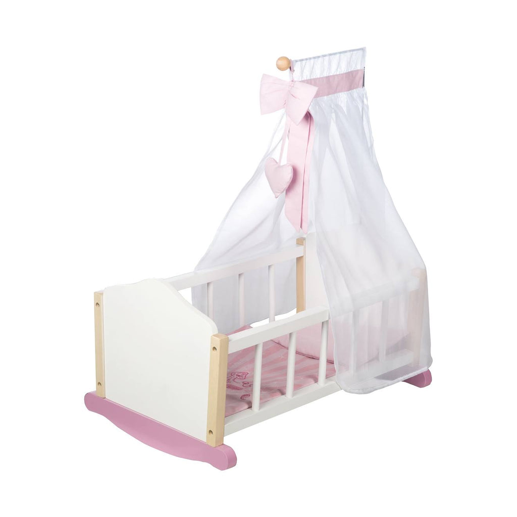 Berceau de poupée avec accessoires complets scarlett blanc / rose