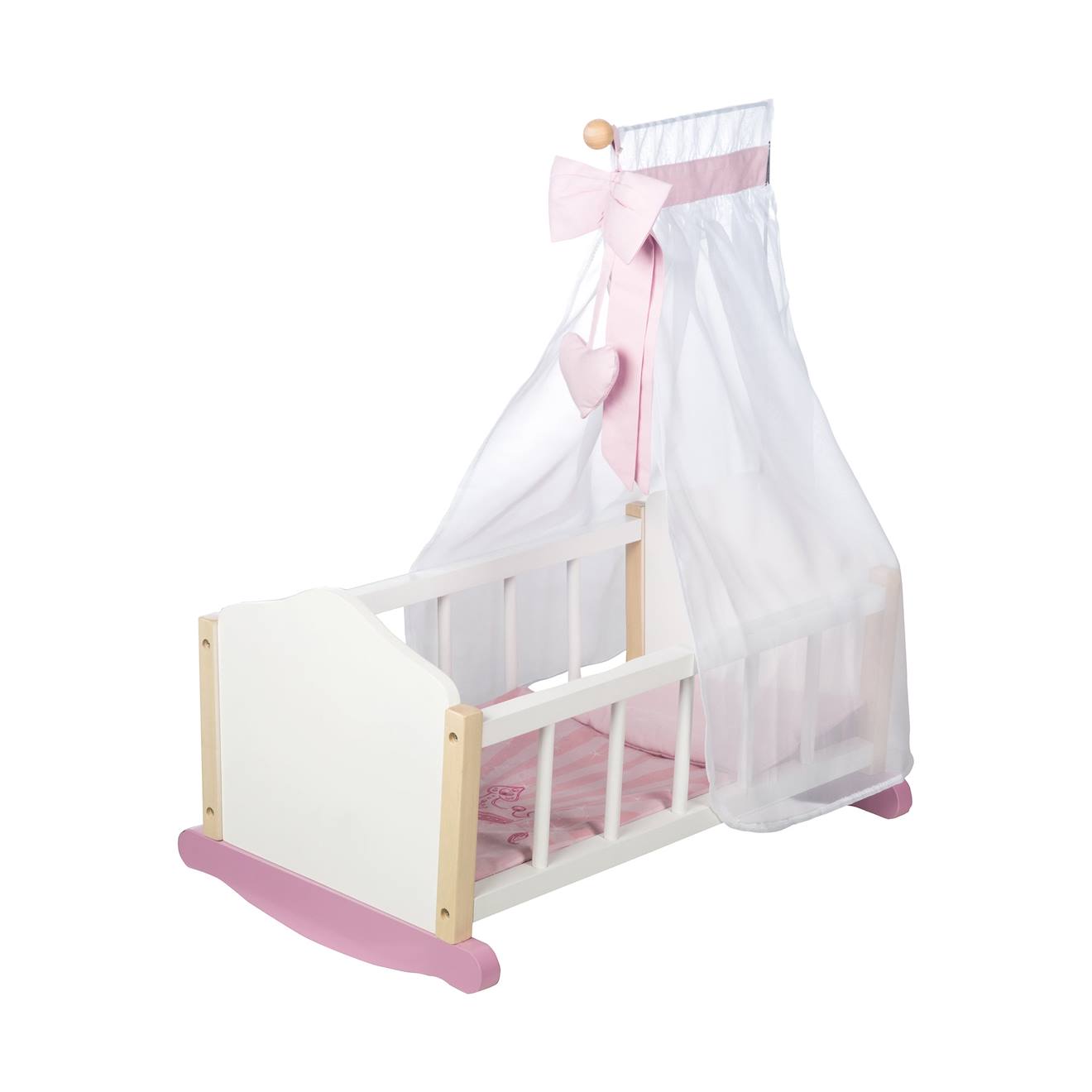 Berceau de poupée avec accessoires complets scarlett blanc / rose