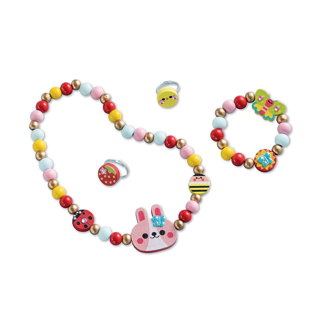 Bijoux en bois à créer - flower garden multicolore