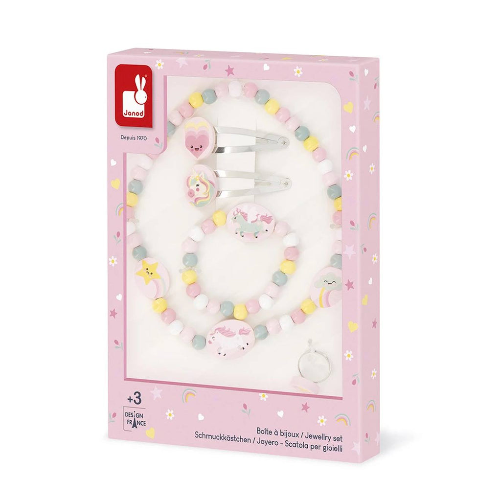 Bijoux en bois licorne rose
