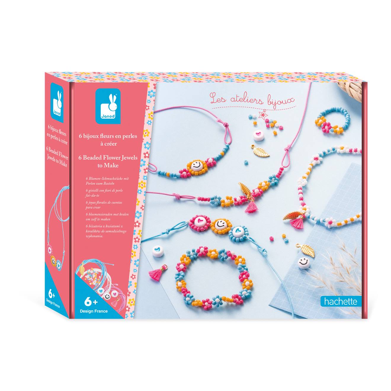 Bjjoux fleurs en perles multicolore