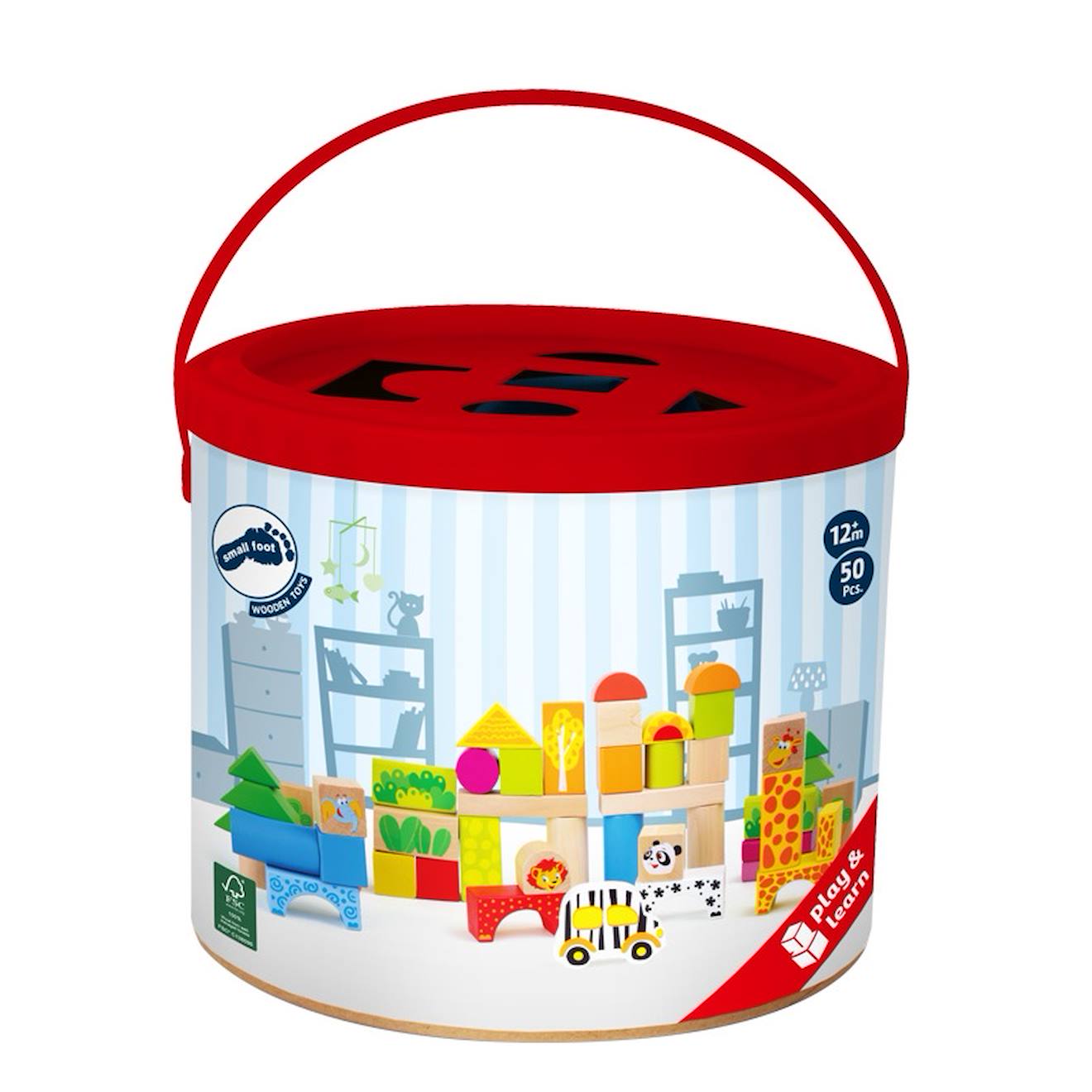 Blocs de construction en bois zoo beige