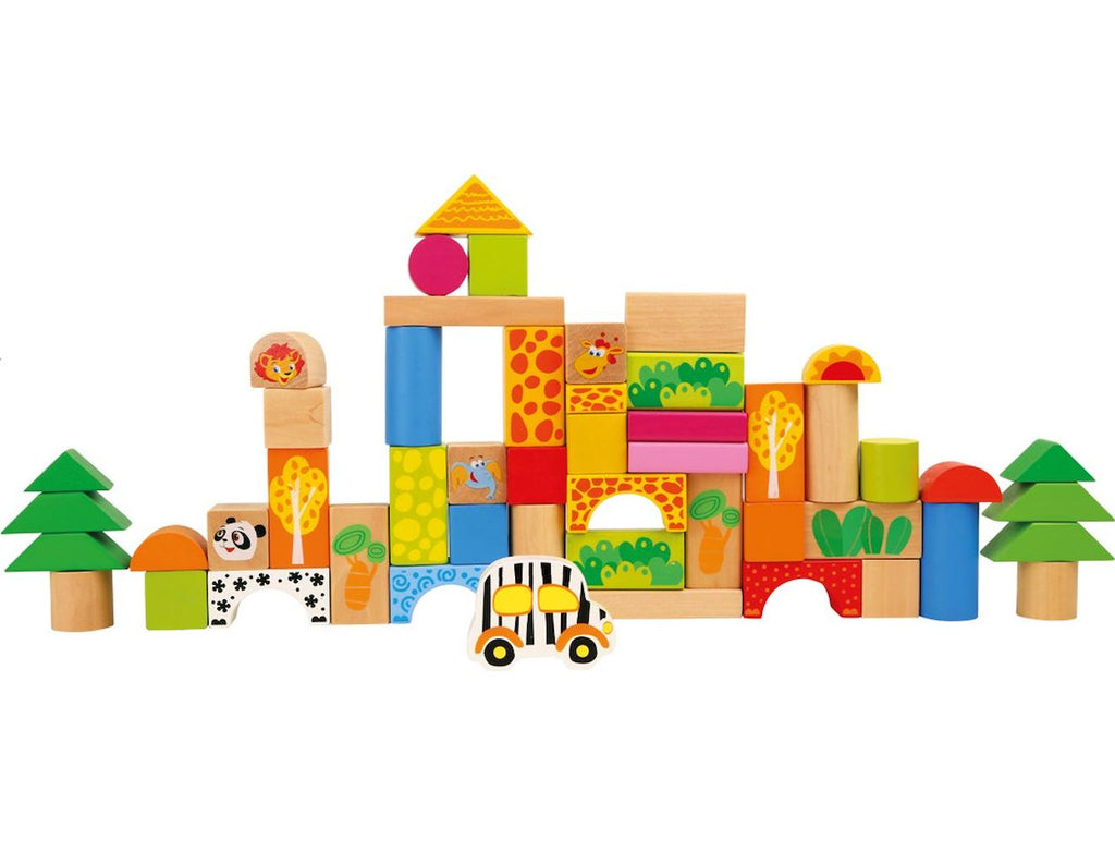Blocs de construction en bois zoo beige
