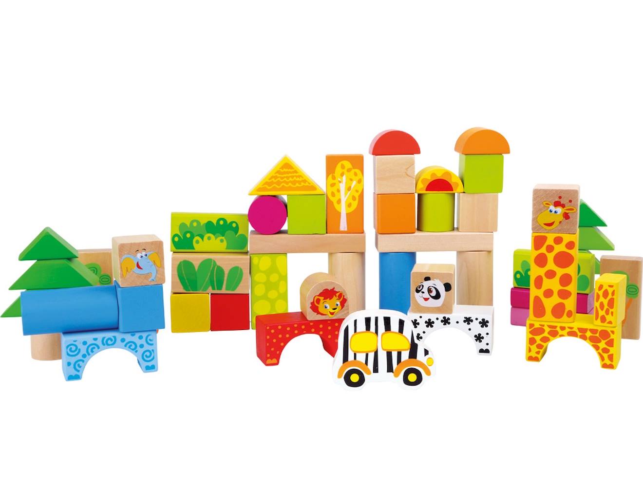 Blocs de construction en bois zoo beige