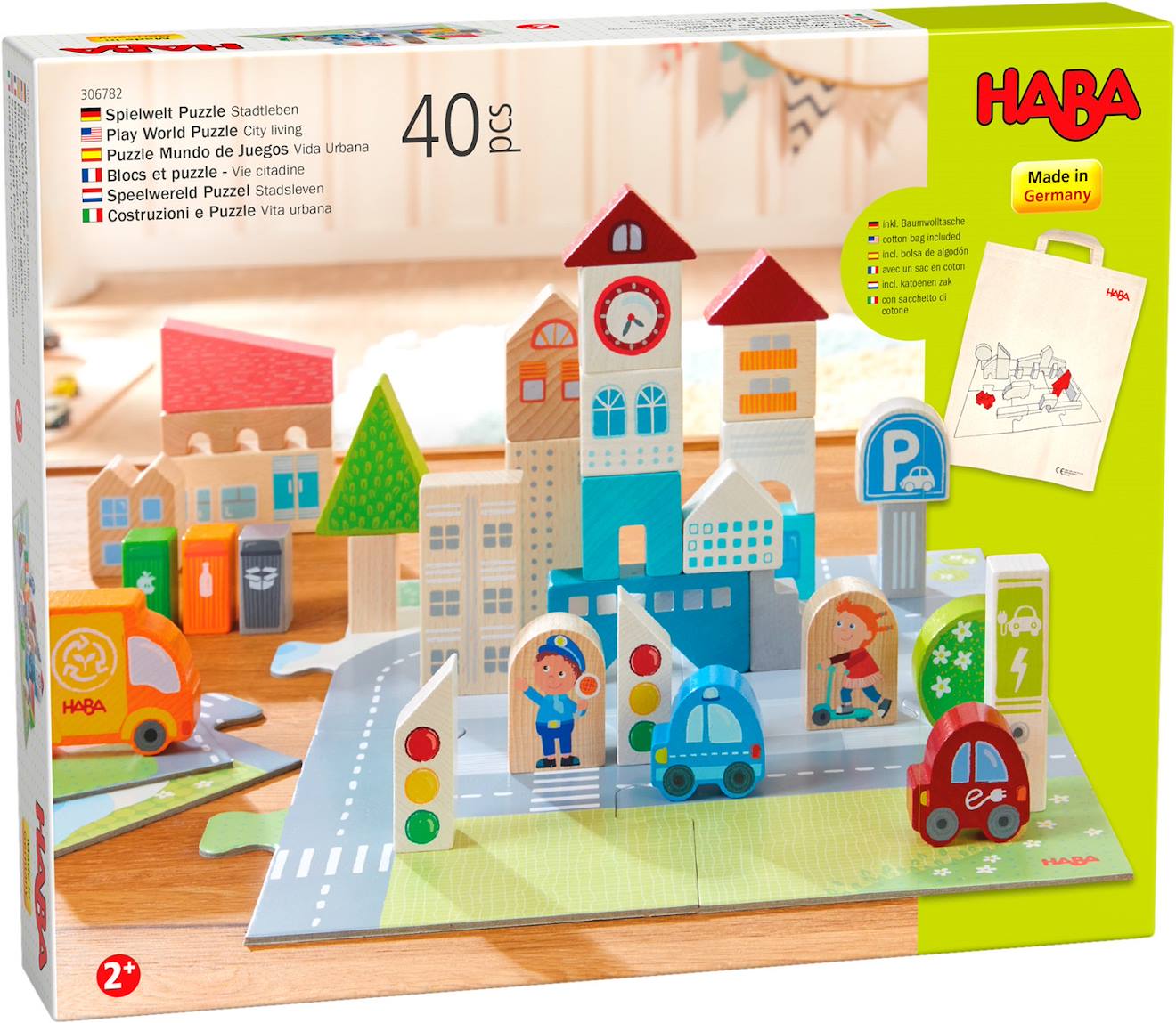 Blocs et puzzle vie citadine blanc