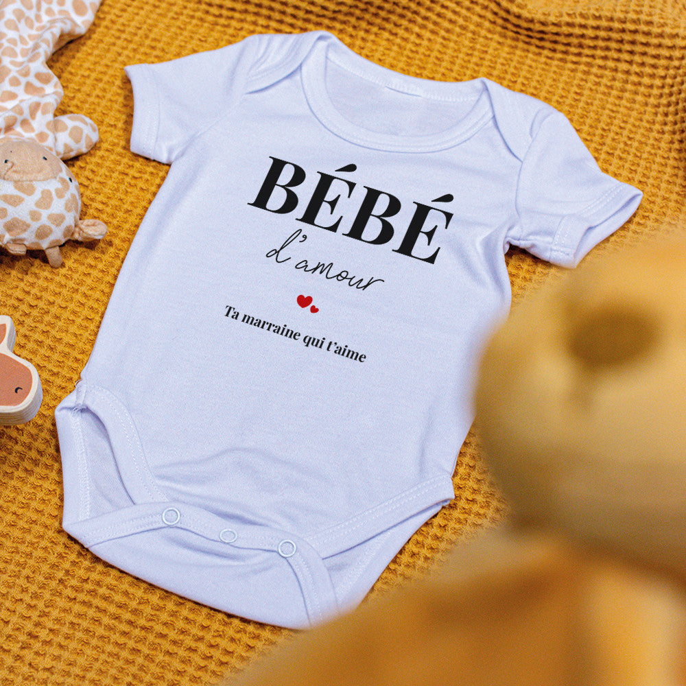 Body Bébé d'Amour à Personnaliser 6-12 Mois - Accessoires Bébé Personnalisés