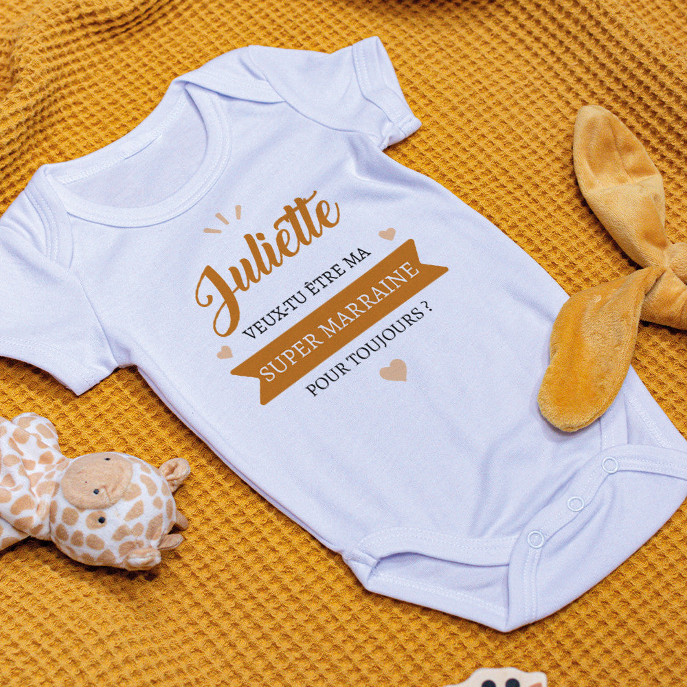 Body Bébé Marraine et Parrain à Personnaliser 6-12 Mois - Accessoires Bébé Personnalisés