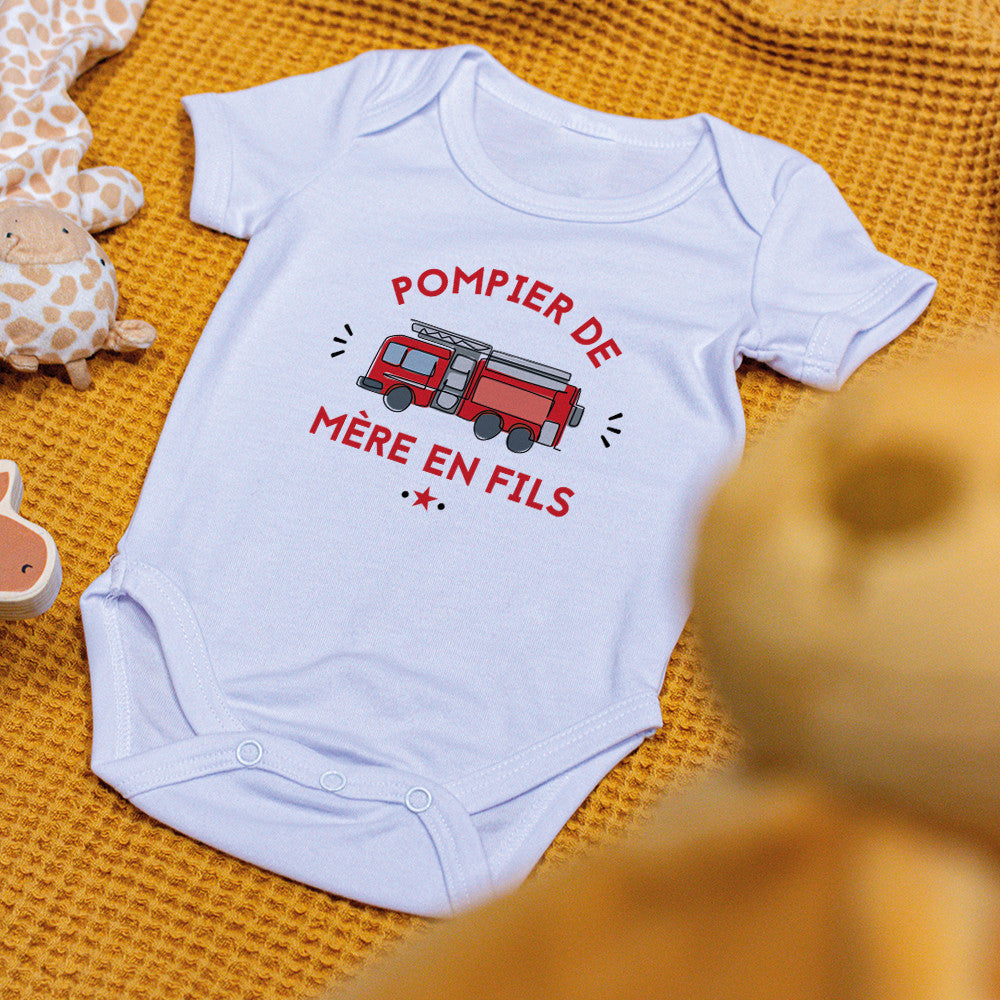 Body Bébé Pompier à Personnaliser - Accessoires Bébé Personnalisés