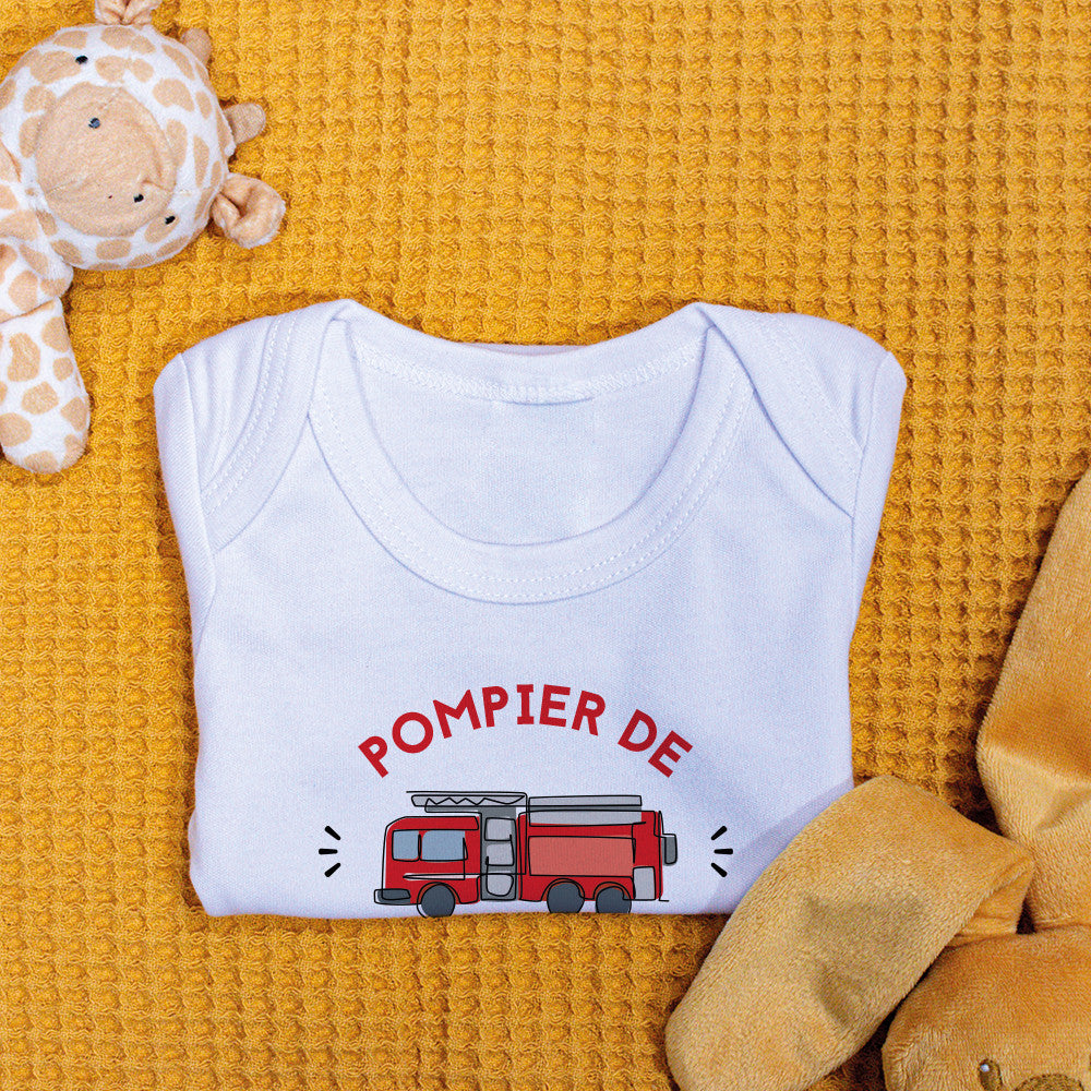 Body Bébé Pompier à Personnaliser - Accessoires Bébé Personnalisés