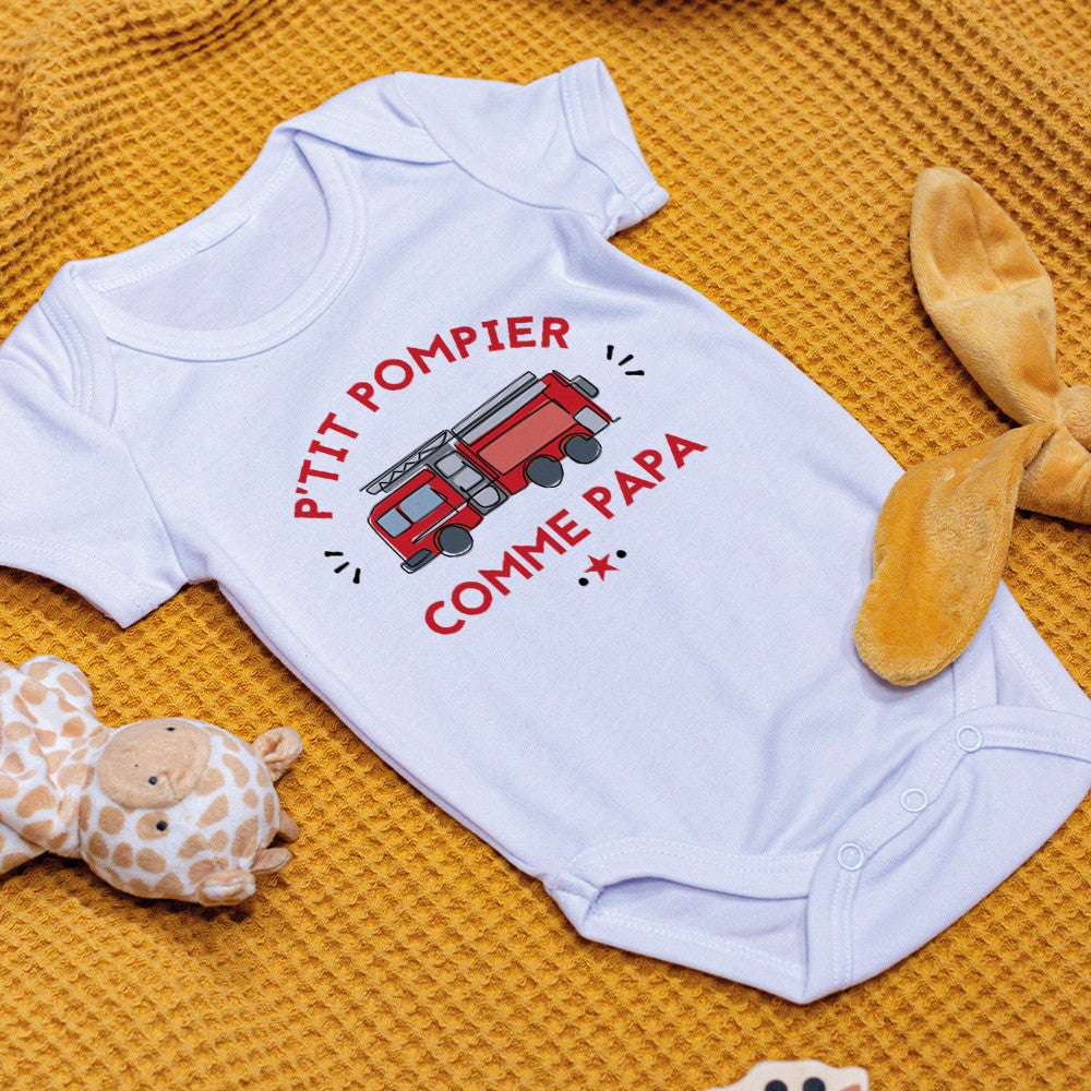 Body Bébé Pompier à Personnaliser - Accessoires Bébé Personnalisés