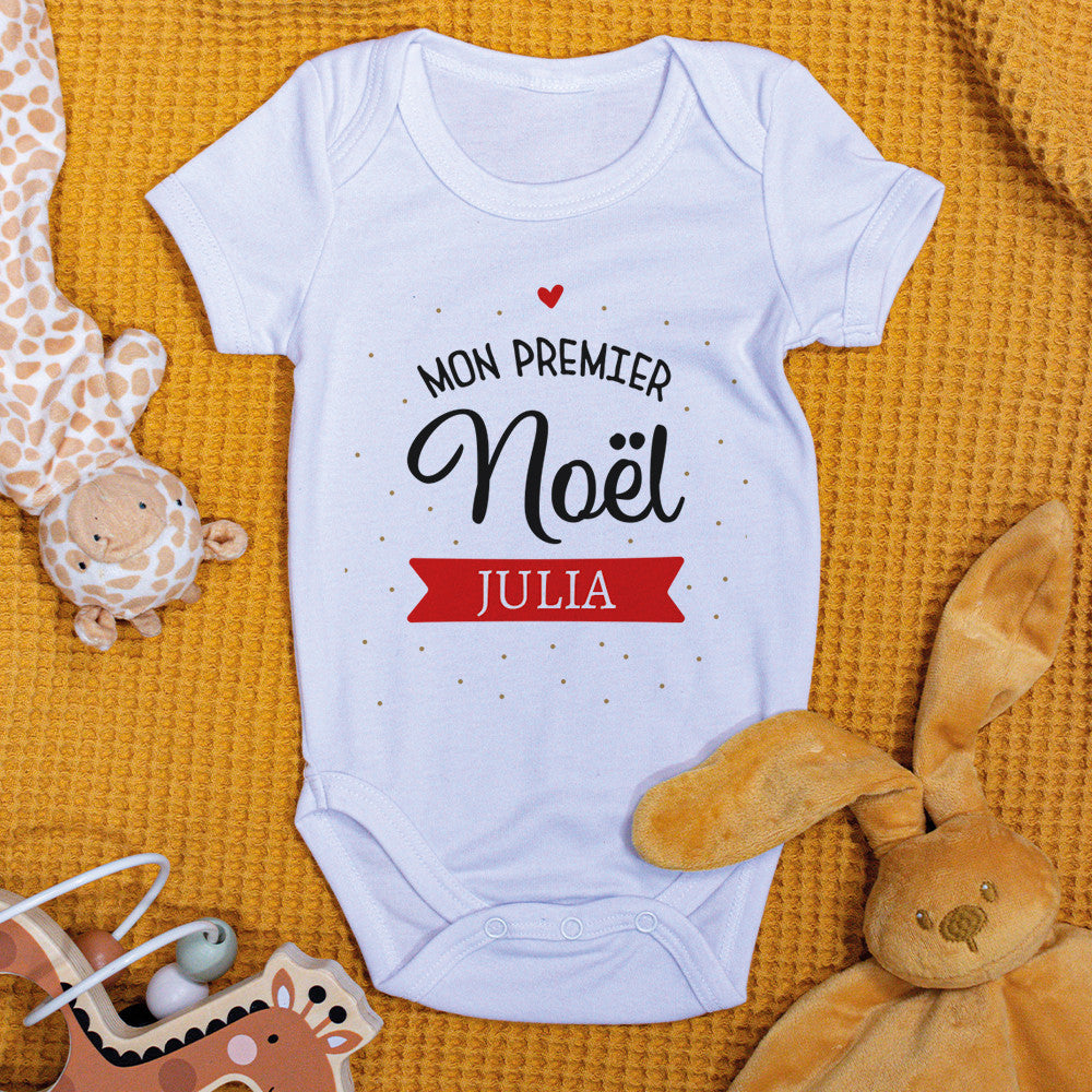 Body Premier Noël à Personnaliser - Accessoires Bébé Personnalisés