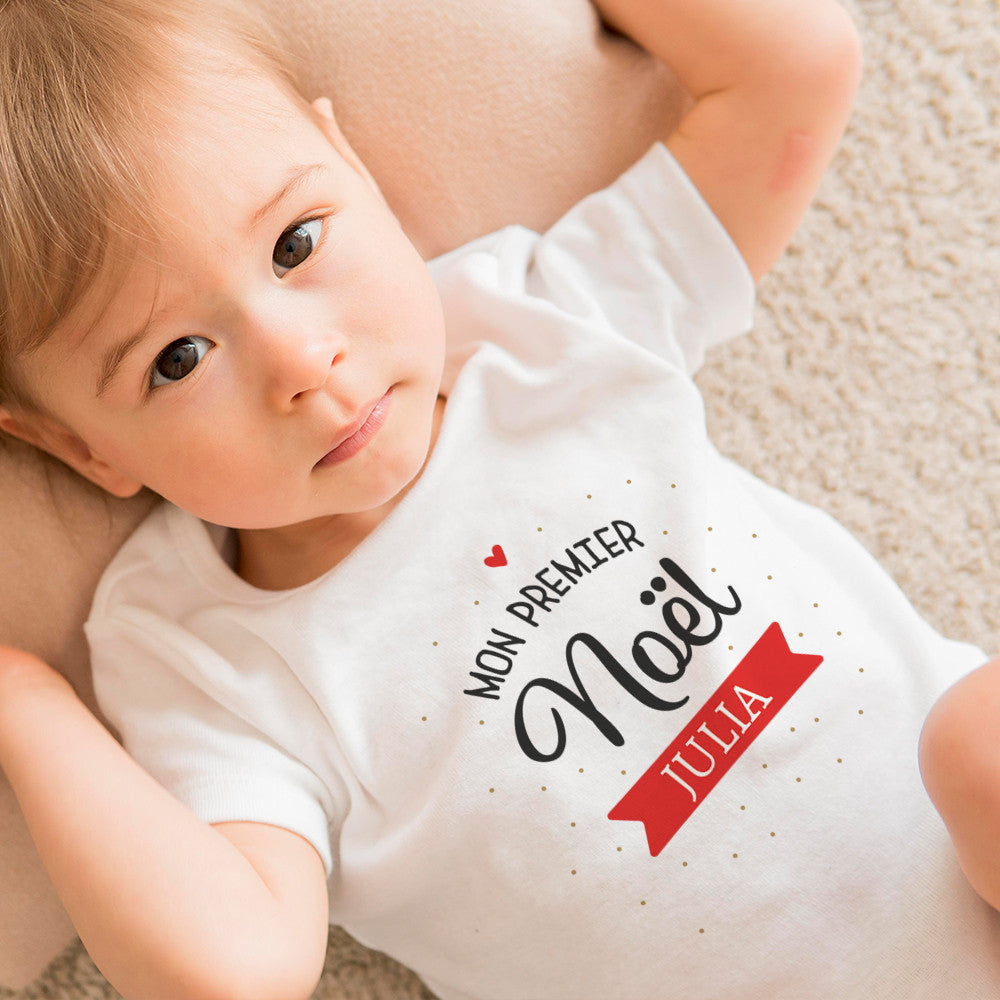 Body Premier Noël à Personnaliser - Accessoires Bébé Personnalisés