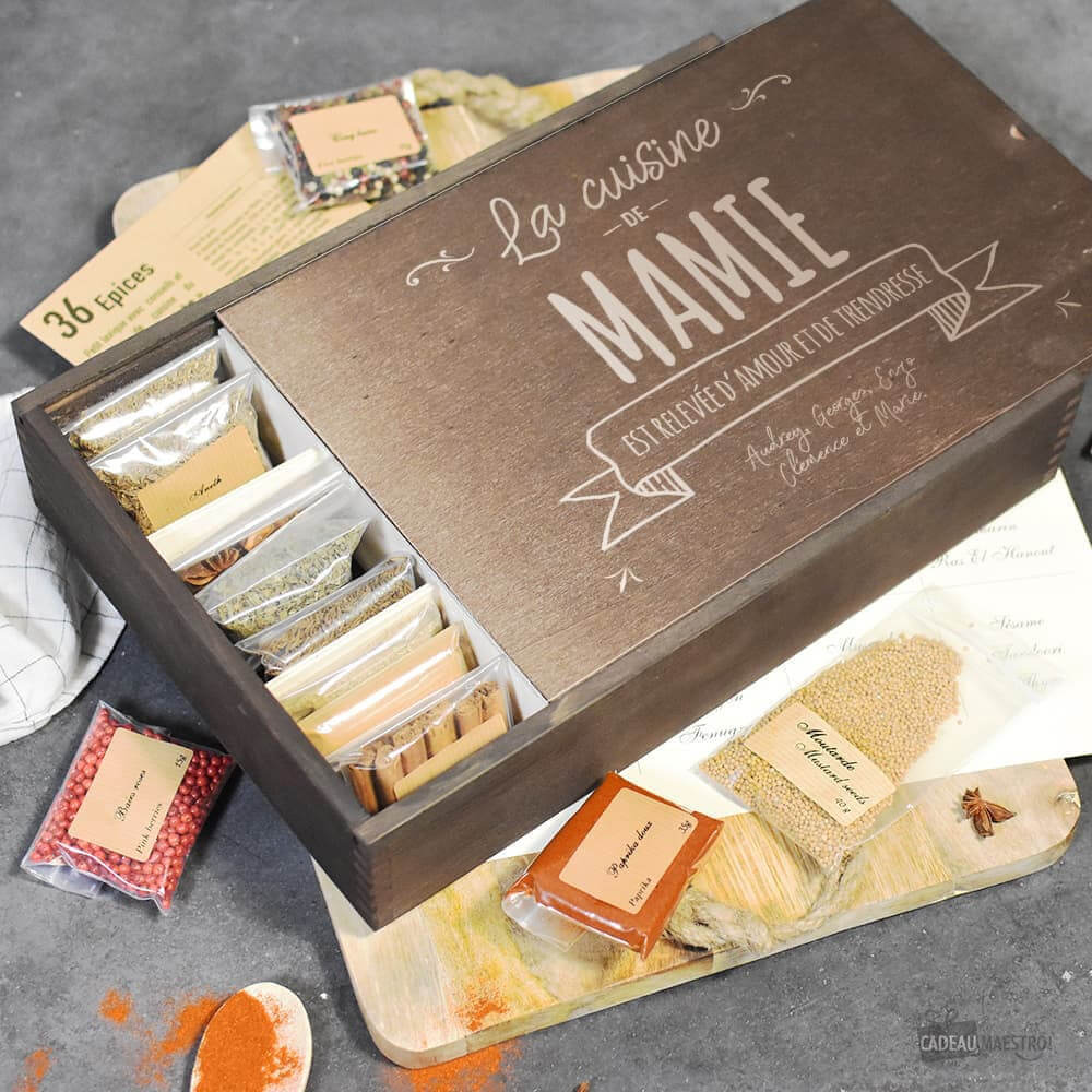 Boîte 36 Épices Mamie à Personnaliser - Coffrets d'Épices