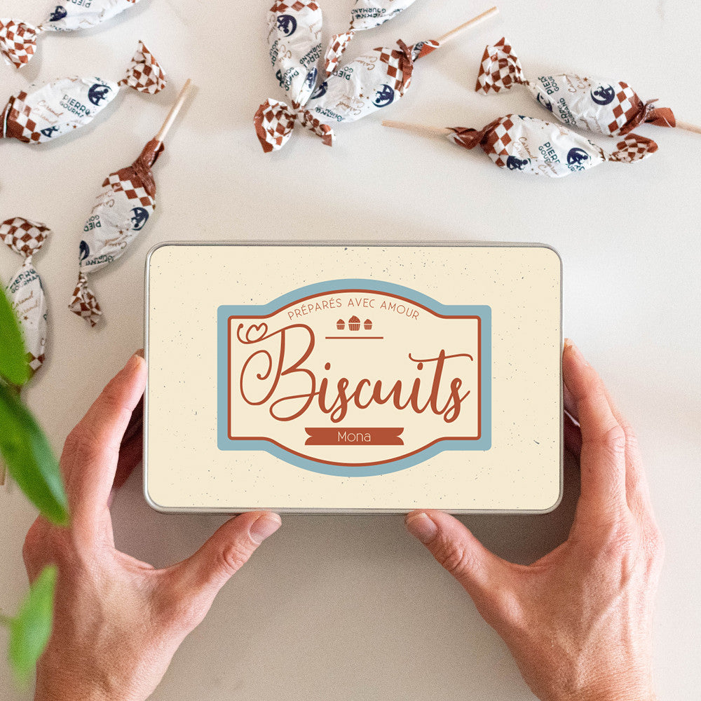 Boîte Biscuits Métallique à Personnaliser Pierrot Gourmand - Boîte à gâteaux et bonbons personnalisée
