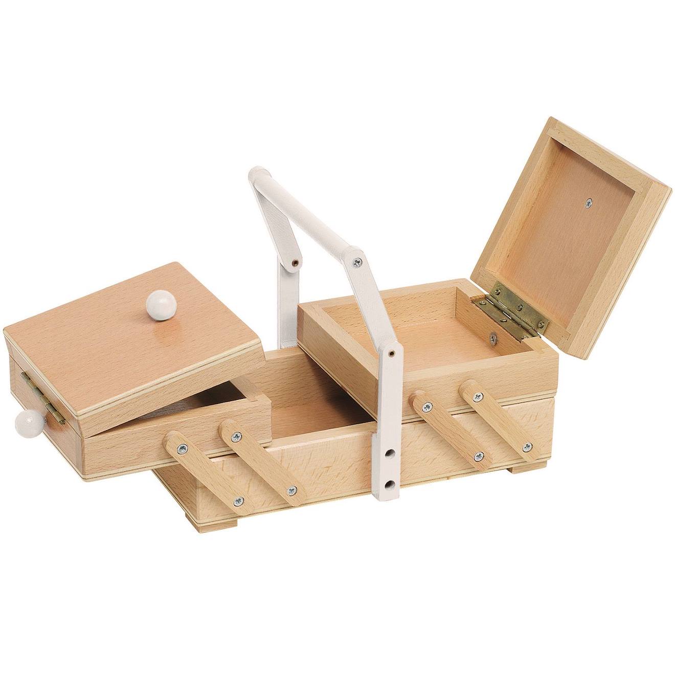 Boîte à couture poignée blanche beige