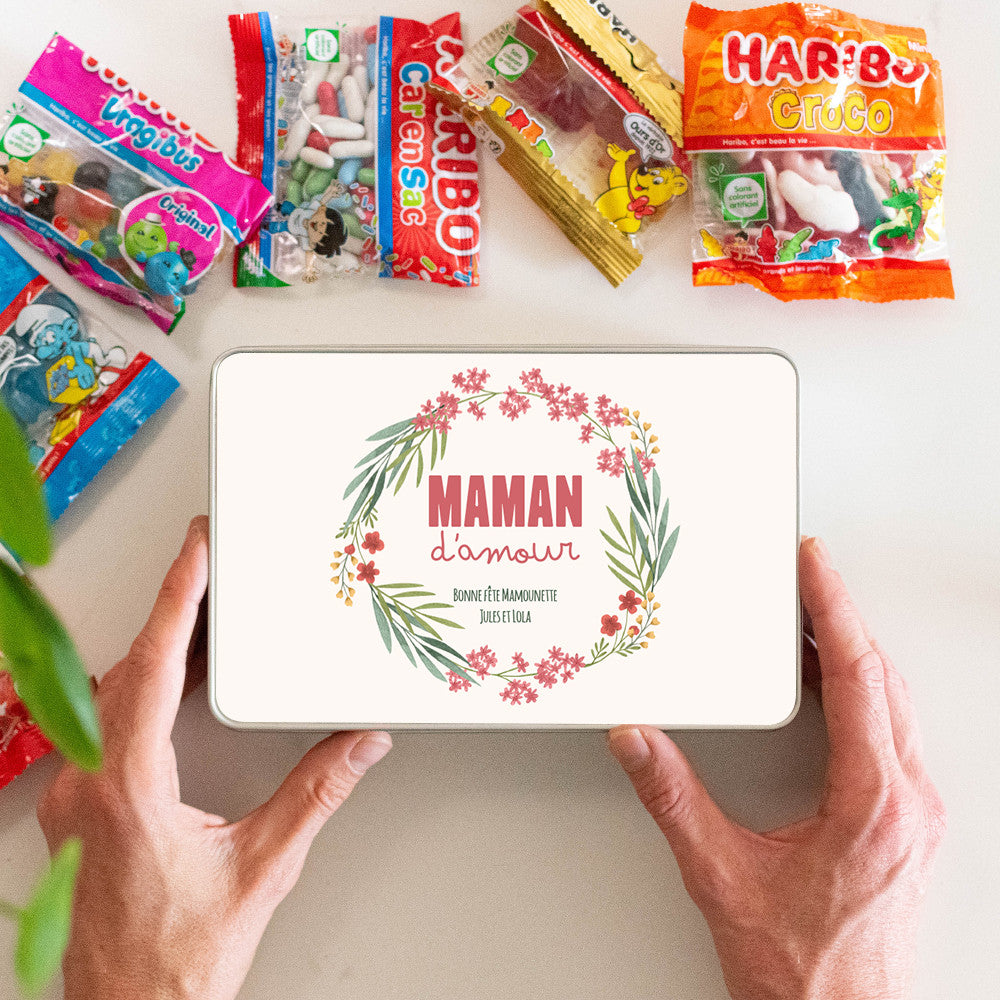 Boîte de Gourmandises Maman à personnaliser Pierrot Gourmand - Boîte à gâteaux et bonbons personnalisée