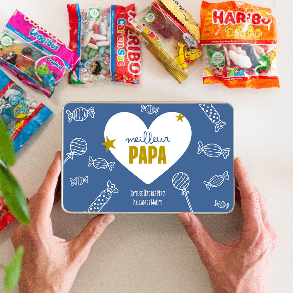 Boîte de Gourmandises Papa à personnaliser Pierrot Gourmand - Boîte à gâteaux et bonbons personnalisée