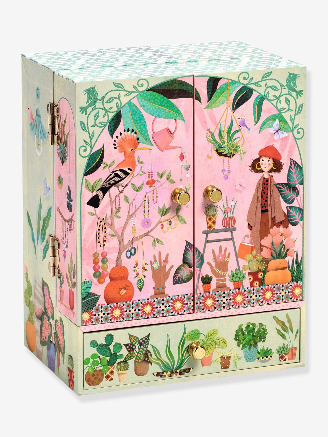 Boîte à musique fleurs - rose imprimé