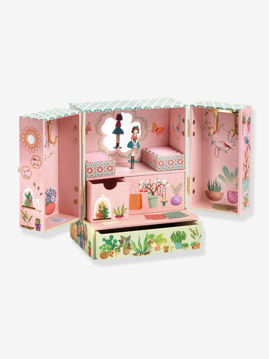 Boîte à musique fleurs - rose imprimé