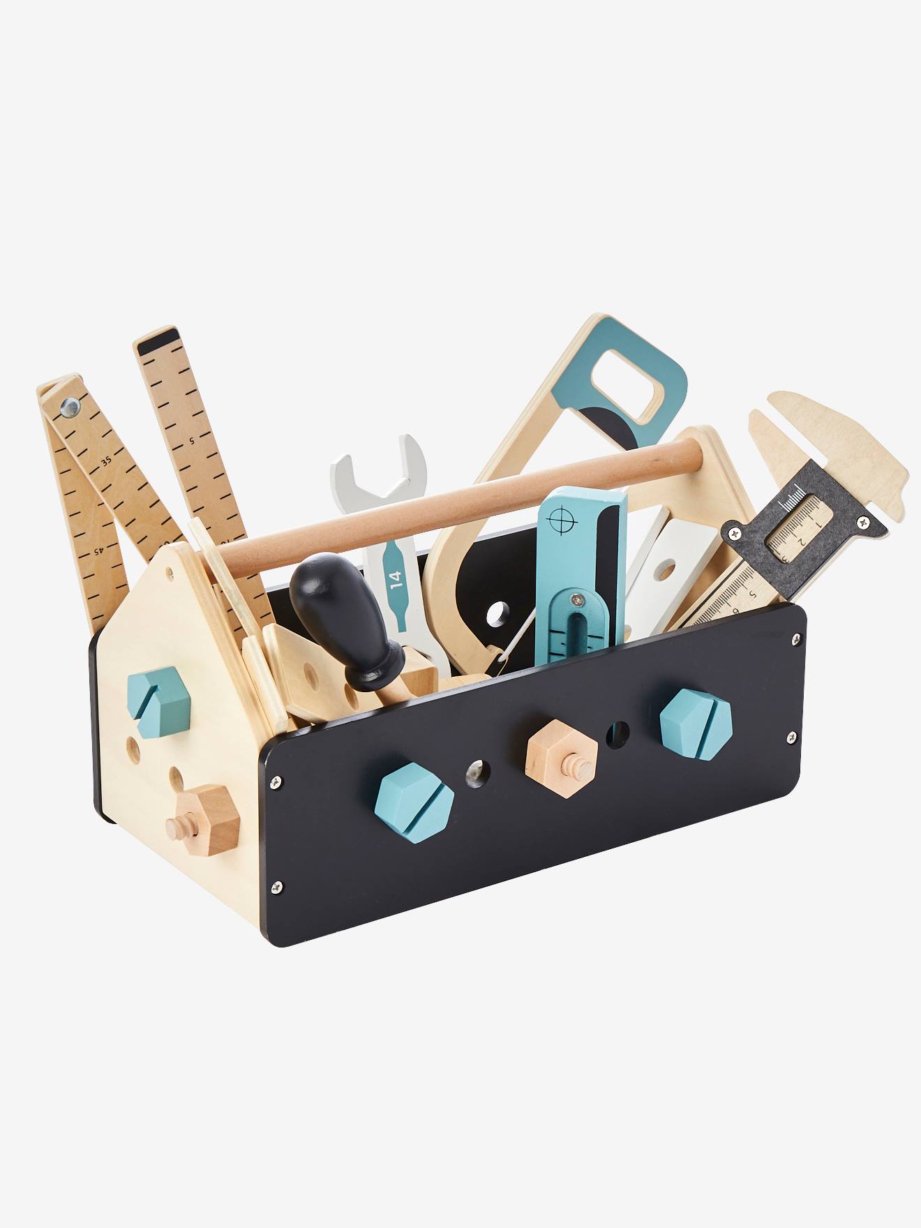 Boîte à outils du bricoleur en bois FSC noir