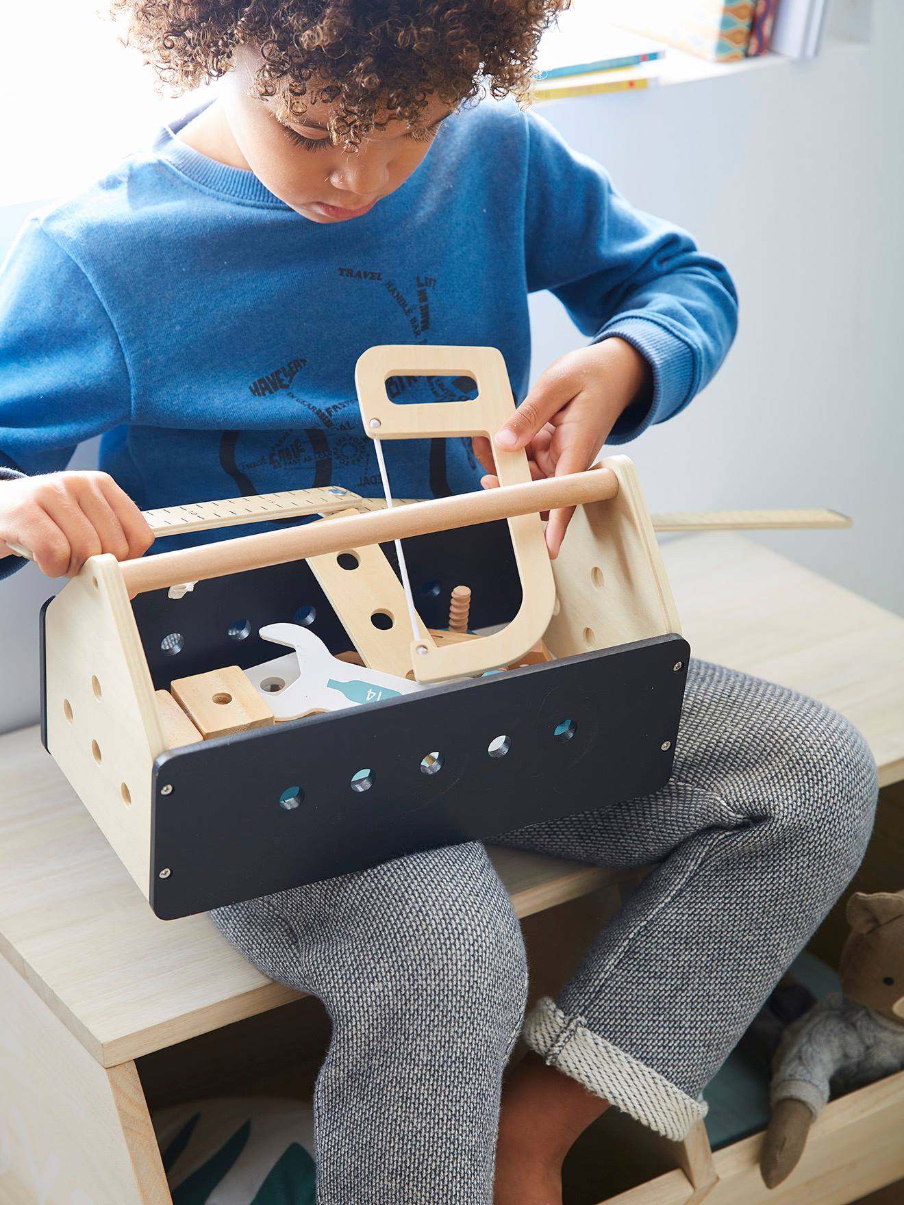 Boîte à outils du bricoleur en bois FSC noir
