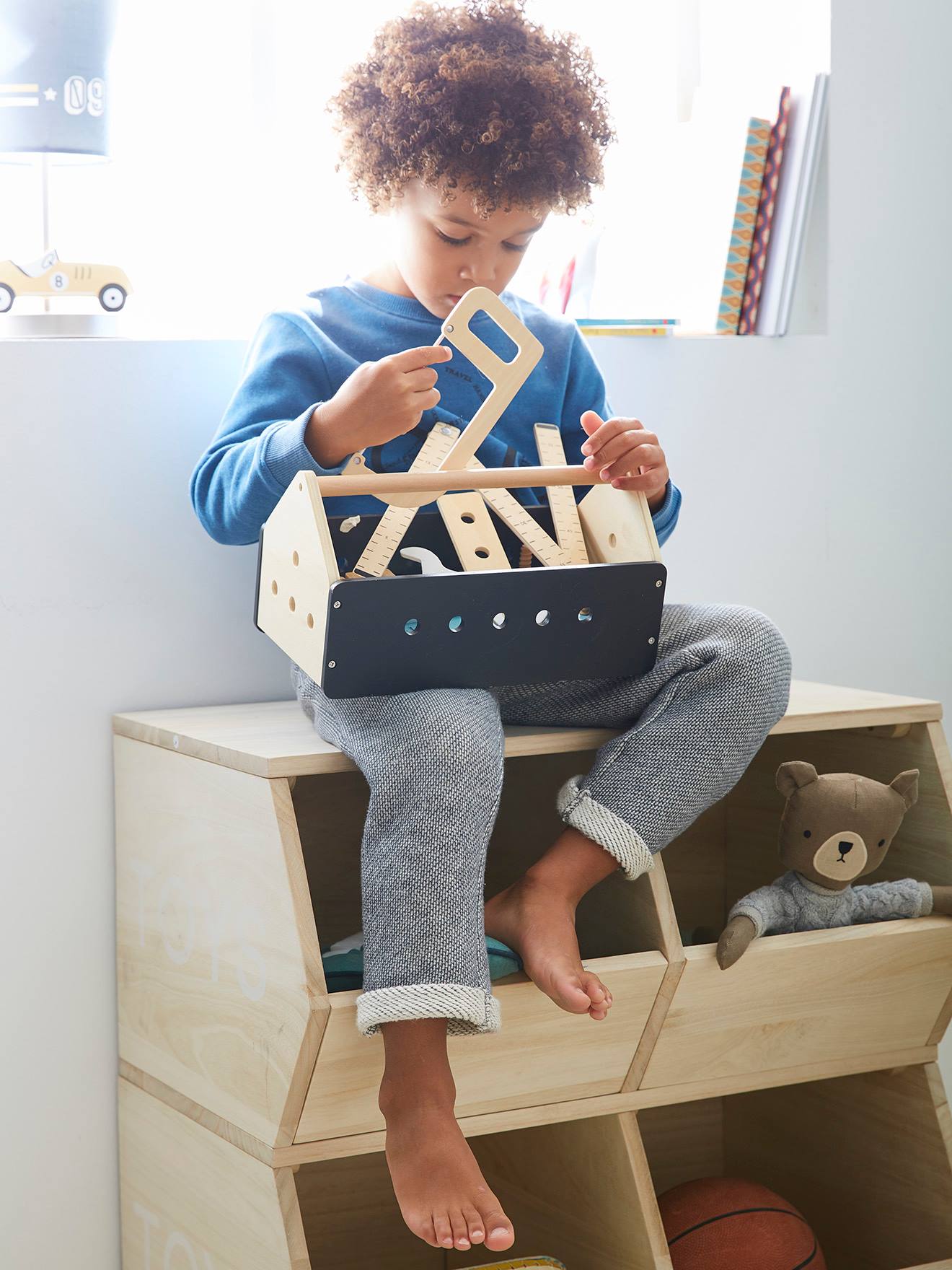 Boîte à outils du bricoleur en bois FSC noir