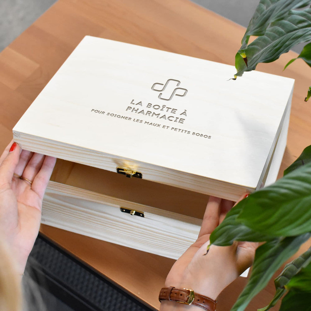 Boîte à Pharmacie en Bois à Personnaliser - Boîte en Bois Personnalisée