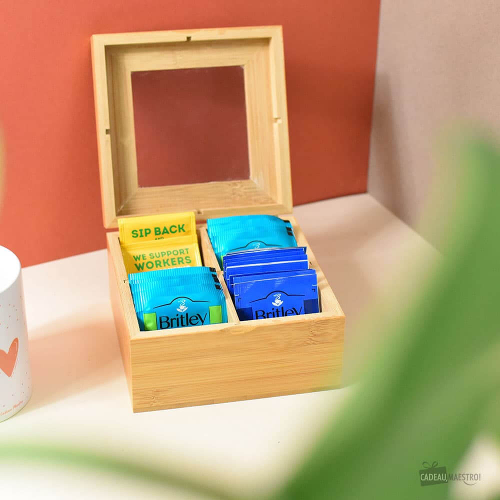 Boîte à Thé en Bambou Mamie à Personnaliser - Boîte à Thé Personnalisée CadoMaestro