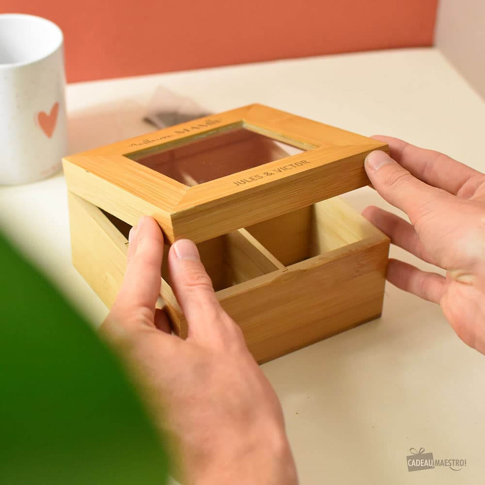 Boîte à Thé en Bambou Mamie à Personnaliser - Boîte à Thé Personnalisée CadoMaestro