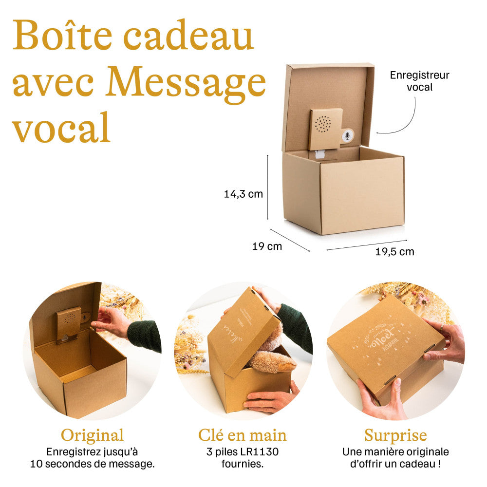 Boîte Cadeau avec Message Vocal Je t'aime à Personnaliser - Papier Cadeau