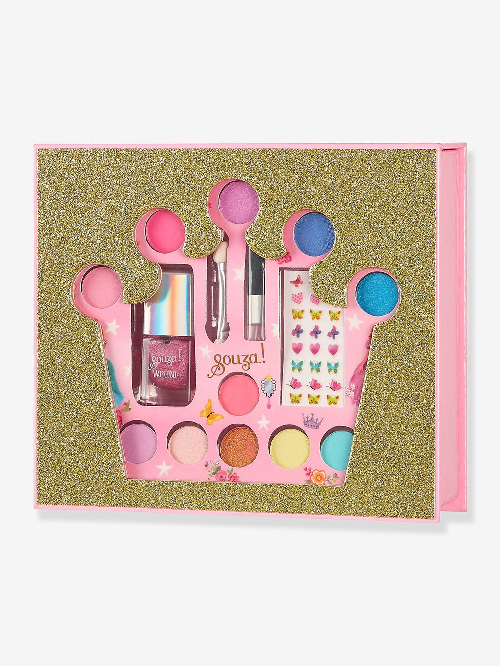 Boîte couronne de maquillage or