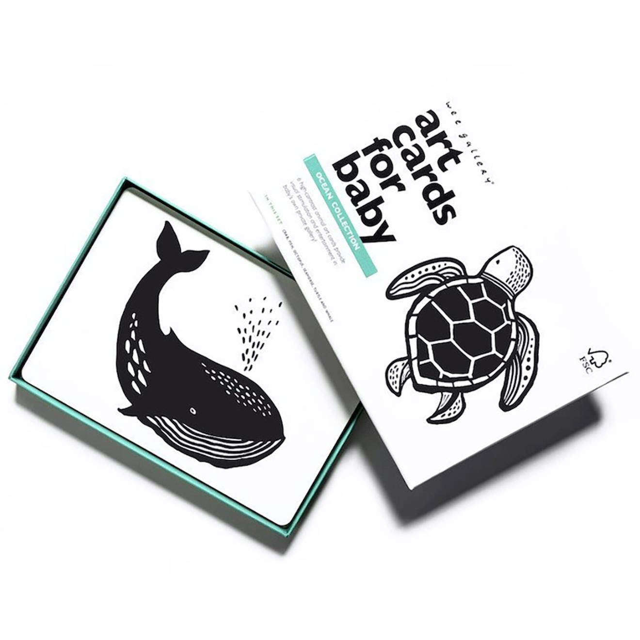 Boîte de 6 cartes imagier en noir et blanc - océan multi-coloured