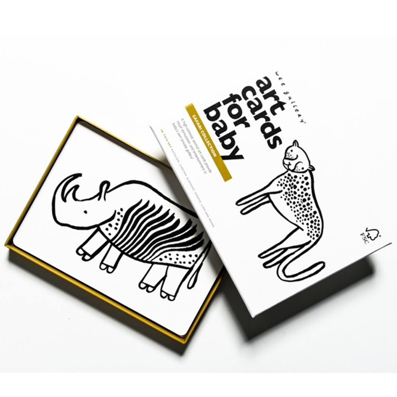 Boîte de 6 cartes imagier en noir et blanc - safari multi-coloured