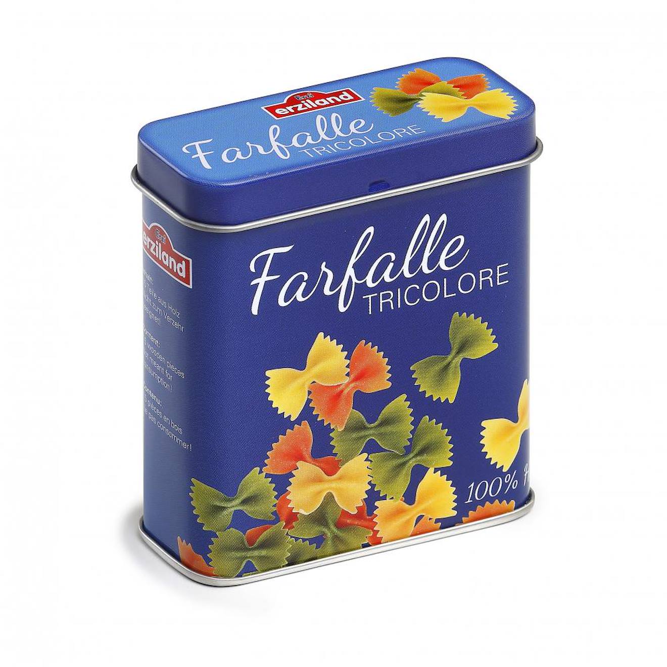Boîte de pâtes farfalle bleu