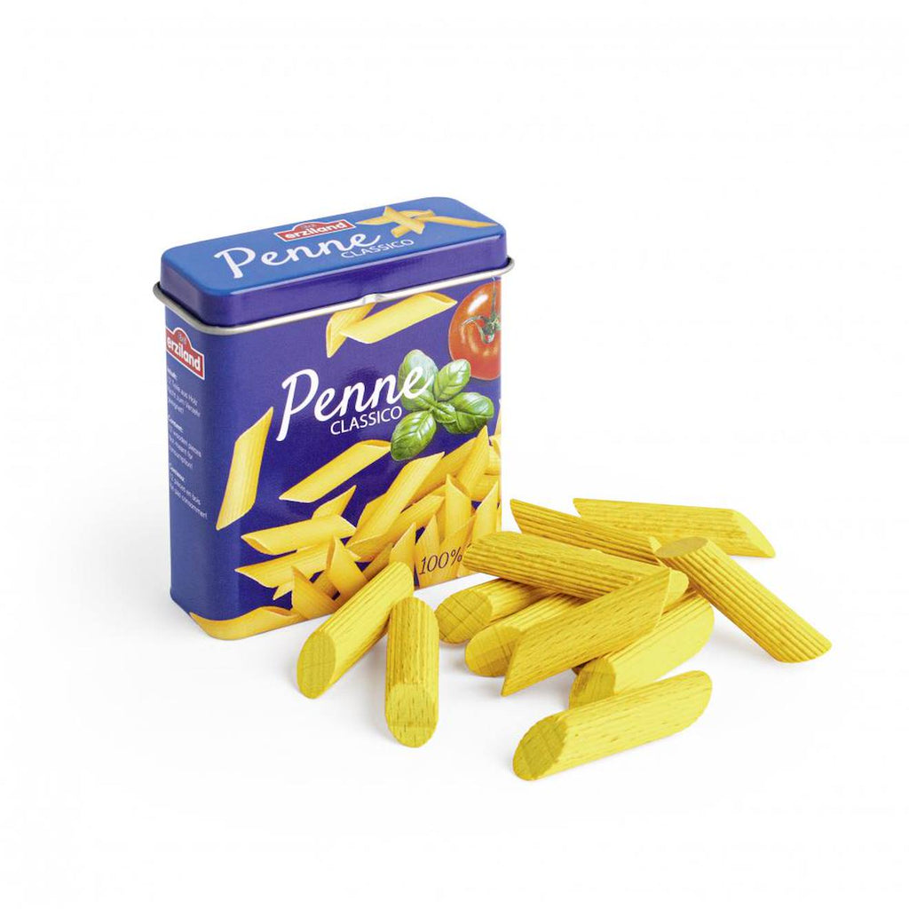 Boîte de pâtes penne bleu