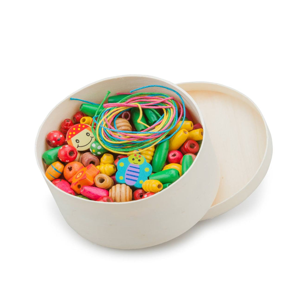 Boîte de perles en bois - 100 gr rouge