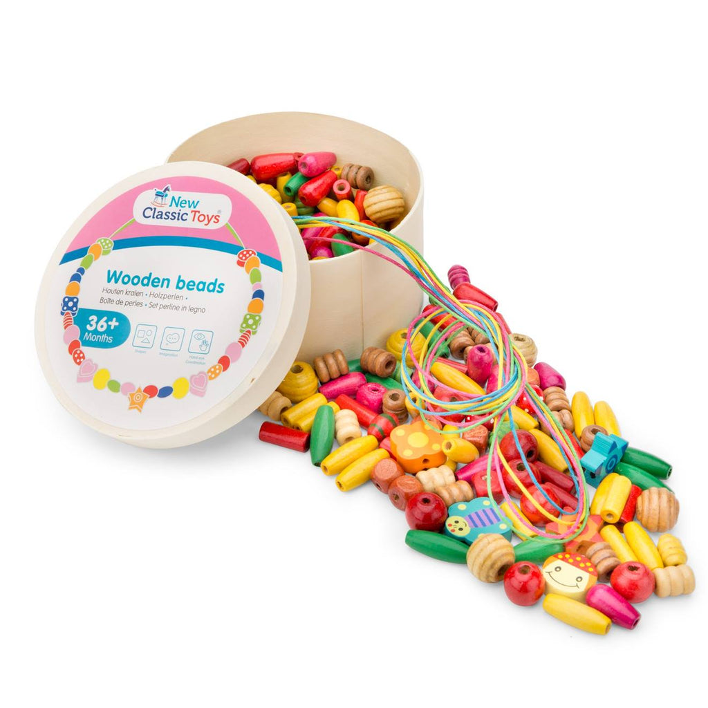 Boîte de perles en bois - 100 gr rouge