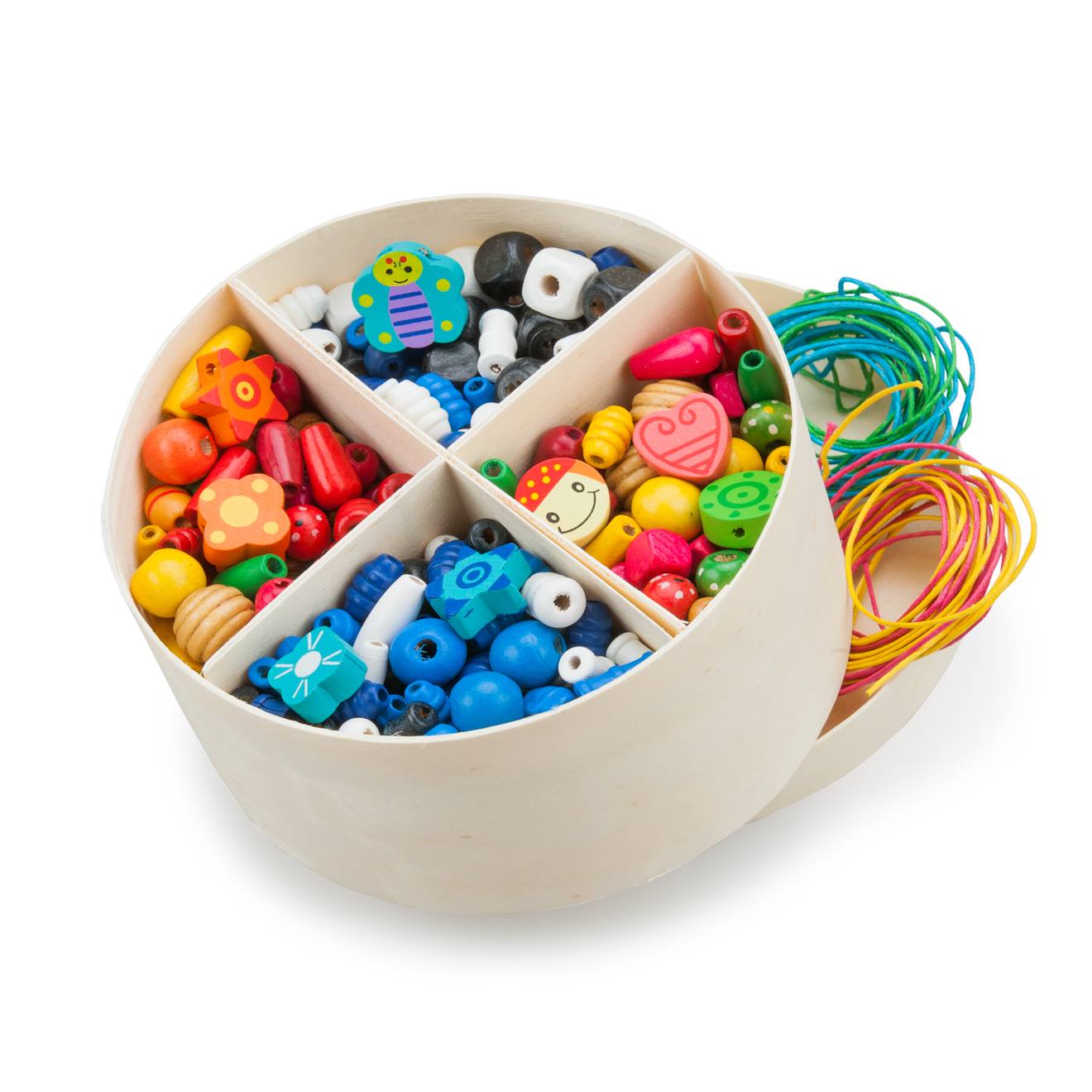 Boîte de perles en bois - 260 gr beige